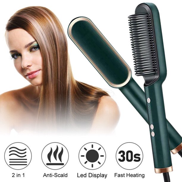 Hair Straightener Brush Set Comb Hair Curly Detangling Brush Professional Multifunctional 2 In 1 Fast Heating Anti-Scald Styler Tools