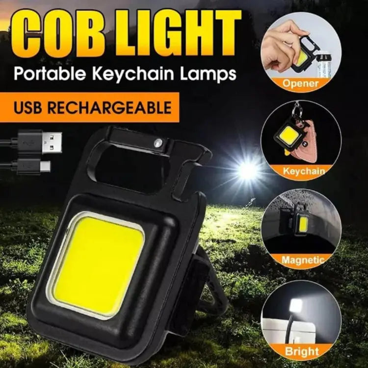 Multifunctional Mini USB Pocket Flashlight Rechargeable Flashlight COB Work Light LED Keychains For Outdoor Camping Fishing