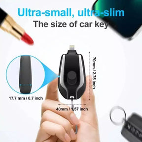 Portable Keychain Charger | 1500mAh Ultra-Compact Mini Battery Pack | Fast Charging Backup Power Bank For Type c Devices